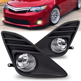 RAPOOSANS Driving Fog Lights Lamps Assembly for 2012 2013 2014 Toyota Camry Fog Light Replacement with H11 Bulbs & Switch and Wiring Kit-Black Bezels