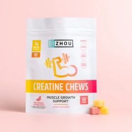 Creatine Monohydrate Chews for Adults – 5g Workout Support with Vitamin B12, Energy & Muscle Recovery, Pink Lemonade & Peach Mango Flavor