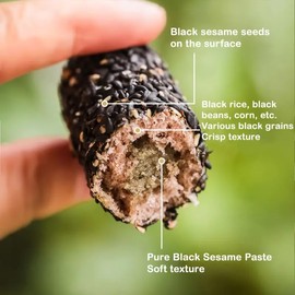 Black Sesame Sandwich Bar, High Calcium Healthy Snack, Full Belly Nutritious Breakfast Pastry 200g/7oz 夹心黑芝麻棒Shipping from California, U.S.