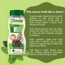 Bliss of Earth 99.8% REB-A Purity Stevia Sweetener, Diet Sugar Stevia Powder, Natural & Sugarfree, Zero Calorie Keto Sweetner, 200GM