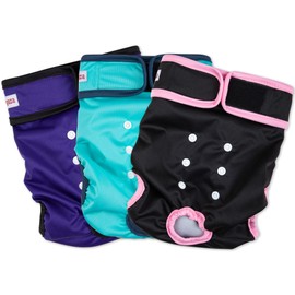 Fuz Bigaza Dog Diapers Female Washable Doggy Diapers for Heat, Reusable Dog Period Diapers for Female with Adjustable Snaps (Small)