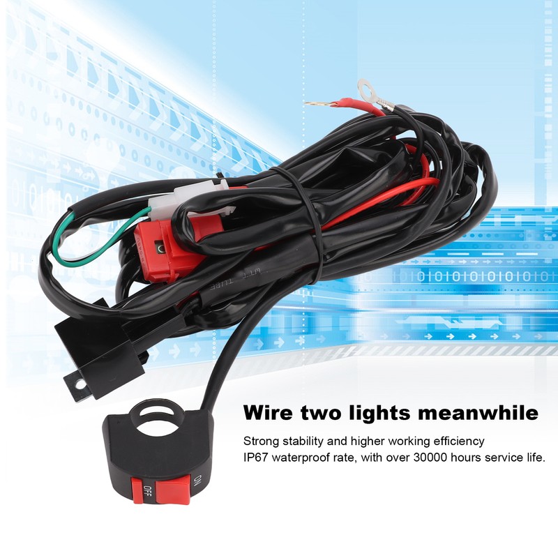 Motorcycle LED Work Light Switch Wiring Harness 12V 40A for