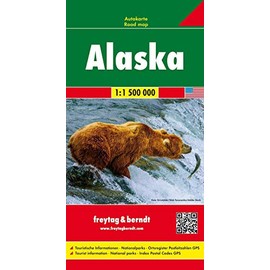 Alaska, Autokarte 1:1,5 Mio: Touristische Informationen, Nationalparks, Ortsregister PLZ GPS