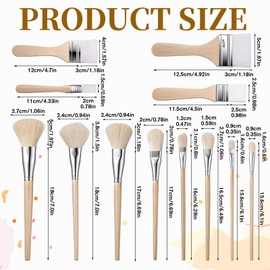 Mop Brush for Acrylic Painting, 12 Pieces Versatile Blending Brush Paint Brushes for Acrylic Painting Goat Hair Paint Brushes Set with Wooden Handle for Watercolor Oil Face Body Art