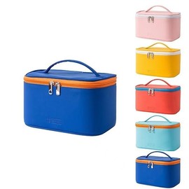 Portable Makeup Bag Cosmetic Bags for Women Medium Pouch Case Purse Make Up Organization Waterproof (Print Cow) - Color: Dark blue