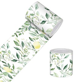HOMETITUTE Wallpaper Border Peel and Stick Wall Border Lemon Branch Botanical Decorative Wall Trim Self Adhesive Border for Walls Mirror Frame Accent Strip for Bedroom Kitchen Living Room 4x196 Inch