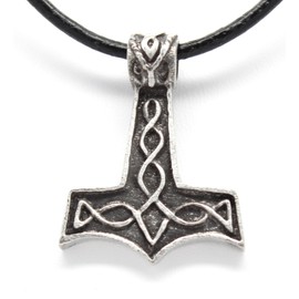 Trilogy Jewelry Pewter Thor's Hammer Mjolnir Viking Norse Pendant on Leather Necklace