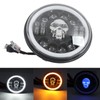 Skull Motorcycle Headlight + LED Motorcycle Headlight, Round 7in Angel