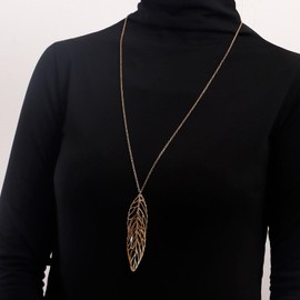 Enautoabs Boho Long Leaf Pendant Necklace Gold Filigree Leaf Necklace Choker Leaf Sweater Necklace Chain Leaf Y Shape Necklace Jewelry for Women