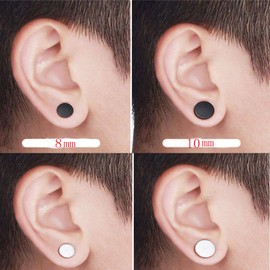 Stainless Steel Magnetic No Piercing Fake Gauges Earring Studs,for Non Pierced Ears,Black,Silver,Colorful,Hypoallergenic
