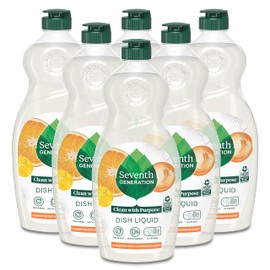 Seventh Generation Dish Liquid Soap Clementine Zest Lemongrass Pack of 6 Dishwashing Soap Liquid Soap 19 oz