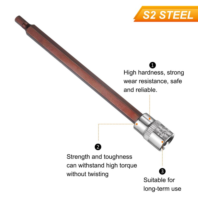 sourcing map 4mm Hex Bit Socket 1/4" Drive SAE S2