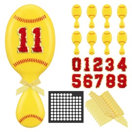 10 Set Softball Mini Detangler Brush Bristles Plastic Detangling Brush Include 10pcs Mini Travel Hair Brushes And10pcs Bow and 30pcs Digit Numbers for Softball Team Gift Sport Party