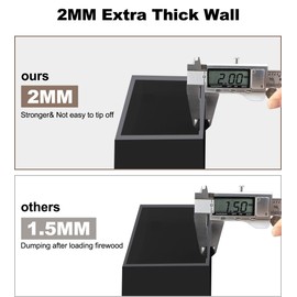 Fiwithy Outdoor Firewood Rack Bracket Kit with 4 Support Bars for Fire Wood Pile Storage, Heavy Duty DIY Fireplace Log Stacking Stand Holder for 2x4 lumber, Black, 1 Pair