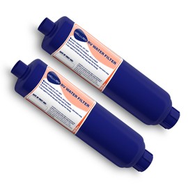 WELLUCK RV Camper Inline Water Filter Reduce Chlorine and Odor, 2 Packs RV Camping Water Hose Filter Accessories for Camping Trailer Motorhome Boat Marine Drinking Garden Car Washing