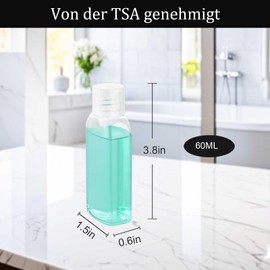 Decorniqu Reiseflaschen für Toilettenartikel, 4 Stück 100ml auslaufsicher, Reisegröße, TSA-geprüft, Shampoo- und Conditioner-Flaschen, wiederverwendbar, Kunststoff, mit Klappdeckel