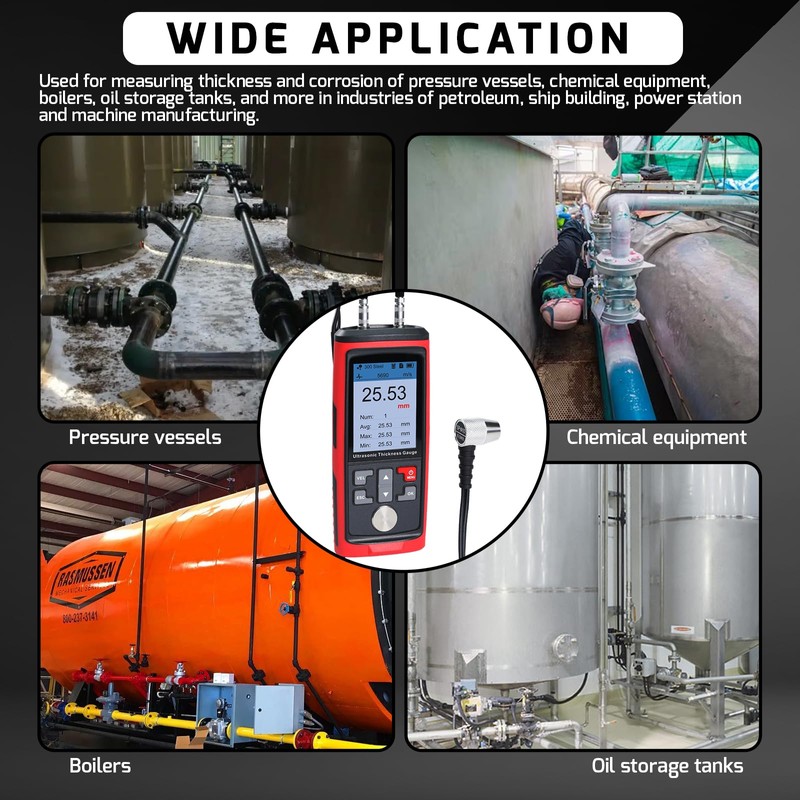 Ultrasonic Thickness Gauge Digital Metal Thickness Gauge, 0.03~11.8inches Range Coating