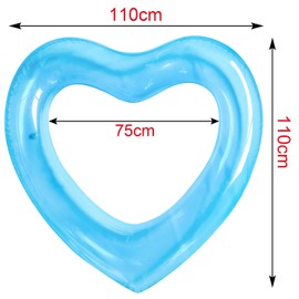 Heart Swimming Pool Float, Adult Pool Floats, Water Fun Beach Party Toys for Aults，Birthday Scene Layout Props. (48 in,Transparent Blue)