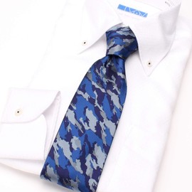 Dress Code 101 TIE-FT Men's Washable Necktie, Cute Design, Perfect for Cat Lovers and Dog Lovers, Perfect as a Present, Casual, Camouflage, Military - Necktie bule