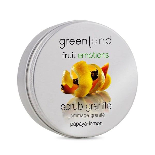 Greenland Scrub Granité Papaya Lemons, 200 ml Pampering Face Exfoliation & Body Exfoliation in One, 100% Vegan Exfoliation with Unique Texture