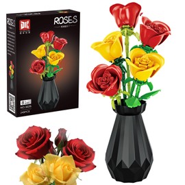 Rose Flower Botanical Collection Building Sets, Flower Building Toys for Adults and Kids, Home Decor Gifts for Mother's Day, Valentine Day, Birthday, Christmas Day