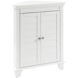 Crosley Furniture Lydia Corner Storage Cabinet and Bathroom Organizer with Shelves, White