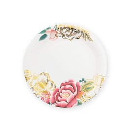 Weddingstar Small Round Disposable Paper Party Plates - Modern Floral - Set of 8