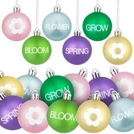 24 PCS Spring Hanging Ball Ornaments Spring Flower Hanging Decorations for Small Tree Colorful Spring Hanging Ornaments Plastic Hanging Balls Tree Decor for Spring Home Holiday Party Supplies