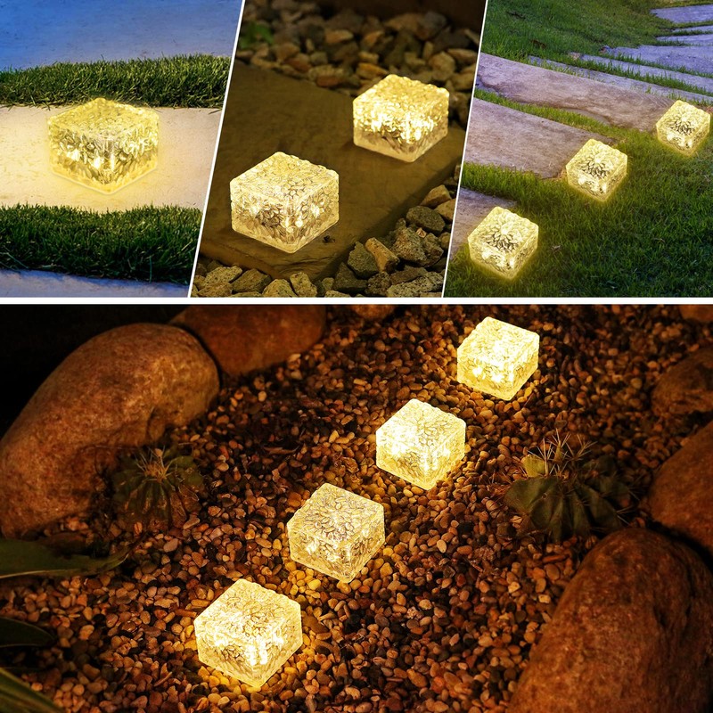 HOFLYW 6 Pack Solar Brick Lights Landscape Path Light Garden