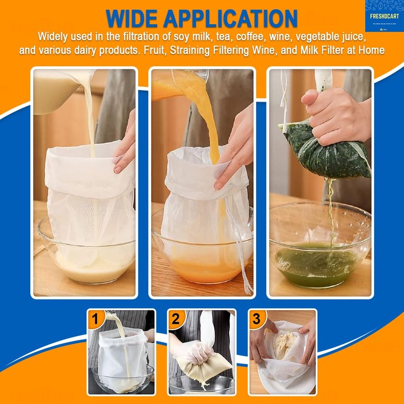 FreshDcart FDCA3014 Milk Filter Bag, Cheese Cloth Bag for Straining