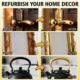 Gold Leaf Paint, Gold Paint for Metal and Wood – Rich Metallic Shine, Fast Drying & Long-Lasting Acrylic Coating for Furniture, Art & Crafts (30ml / 1.5oz)