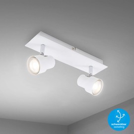 Briloner Leuchten LED Ceiling Spotlight 2-Bulb Rotatable and Swivelling Spotlight 2x GU10 5 Watt 460 Lumen 3,000 Kelvin White