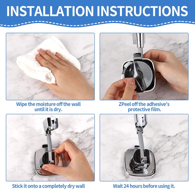 Lueden 360° Swivel Shower Head Holder Adjustable Removable Shower Holder
