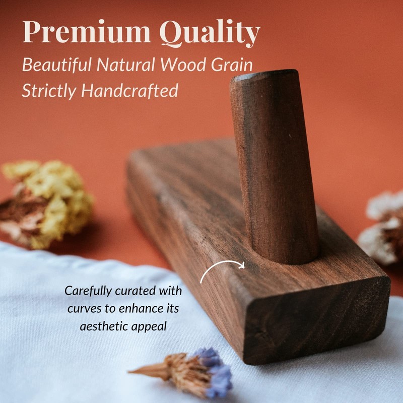 TURDORIA 4-Pack Wood Wall Hooks for Hanging - Decorative Mounted