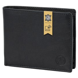 LINDENMANN Men's Wallet, Cowhide Leather, Matt, Black, black