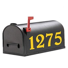 Diggoo Reflective Yellow Mailbox Numbers Sticker Decal Die Cut Elegant Style Vinyl Number 4" Self Adhesive 2 Sets for Mailbox, Signs, Window, Door, Cars, Trucks, Home, Business, Address Number