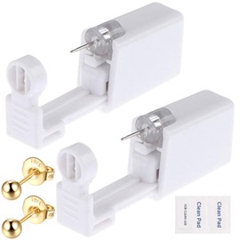 Lyuxzad Ear Piercing Gun Kit 6Pcs Disposable Ear Piercing Kit Including 2Pcs Self Ear Piercing Gun with 2Pcs Built-in Earrings Stud and 2Pcs Clean Tools for Ear Cartilage Piercing Kit(Gold) (Gold204)