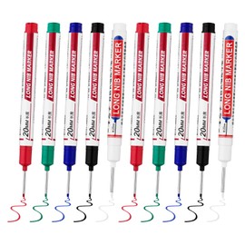 LYXMYGS 10 PCS Long Head Deep Hole Marker Pens, 20mm Deep Reach Markers, Long Nose Marker, Waterproof Construction Markers Marking Tool, Permanent Markers Carpenter Ink marker Pens,Metal marking Pens