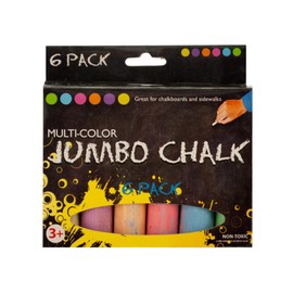 Elegant Ox 6 Pack Multi Color Jumbo Chalk Set for Sidewalks and Chalkboards, Non Toxic, Vibrant Colors Pink, Green, Fuchsia, Yellow, Blue, Orange for Creative Outdoor and Indoor Art Fun