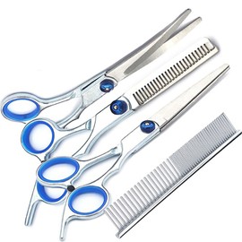 Dog Grooming Scissors Kit Stainless Steel Comfortable Adjustable Screw Professional 6 in 1 Grooming Scissors for Pet