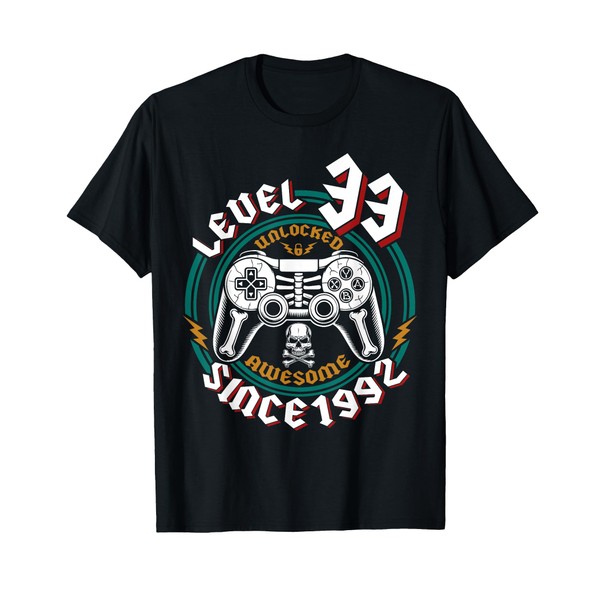 Level 33 Unlocked Awesome Since 1992, Gamer 33rd Birthday T-Shirt