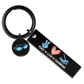 Yaxkvapu Swimmer Keychain Inspiration Gifts for Swim Lover Swimming Lover Gifts for Women Friends Sisters Girls Teens Unique Birthday Christmas Thanksgiving Gift Peace Love Swimming Keyring