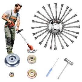 Steel Wire Grass Trimmer Head, Indestructible Weed Eater Head, for High-Power Lithium-Ion and Gasoline Weed Cutters, with Adapter, Wire Weed Trimmer Head for Moss Grass Rust Removal(High Power 10In A)