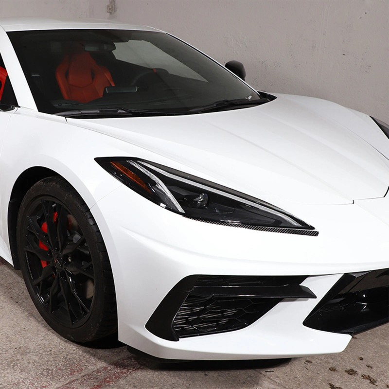 MXauto-2024 Black Carbon fiber Headlight eyebrow sticker For Corvette C8