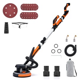 Preenex 9" Drywall Sander 850W Vacuum System 800-2000RPM Variable Speeds LED+12Pcs Pads - Orange Upgrade