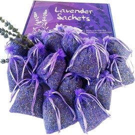 Cedar Space 32 Lavender Sachet Bags for Drawers and Closets Filled with Premium Dried Lavender Smell Good Products Long Lasting Bridal Shower Favors Home Fragrance Sachet Packets for Clothes Storage