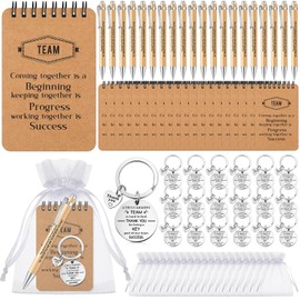 Fulmoon 80 Pcs Employee Appreciation Gifts Set Team Gifts Includes Notepad Retractable Pen Thank You Keychain Organza Bag, Going Away Retirement Birthday Christmas Gift for Team Member Coworker Staff