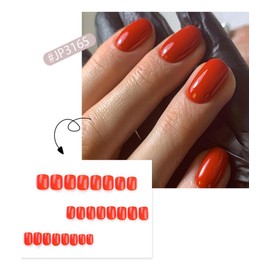 Red Press on Nails Short Square False Nails Solid Color Fake Nails Glossy Short Nails Press ons Nails,Acrylic Stick on Nails for Women Manicure 24pcs