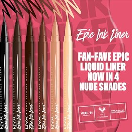 Nyx Professional Makeup Epic Ink Liner Delineador de Ojos a prueba de Agua, Tono Milk Chocolate, Fórmula Vegana, Ultrapigmentado y de Larga Duración sin Transferencia