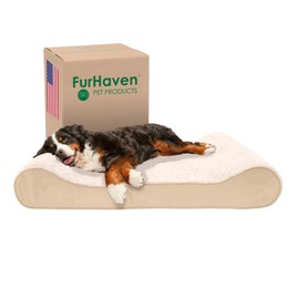 Furhaven Pet Dog Bed  Gel Foam Ultra Plush Luxe Lounger Pet Bed for Dogs  Cats, Cream, Giant                                                          
